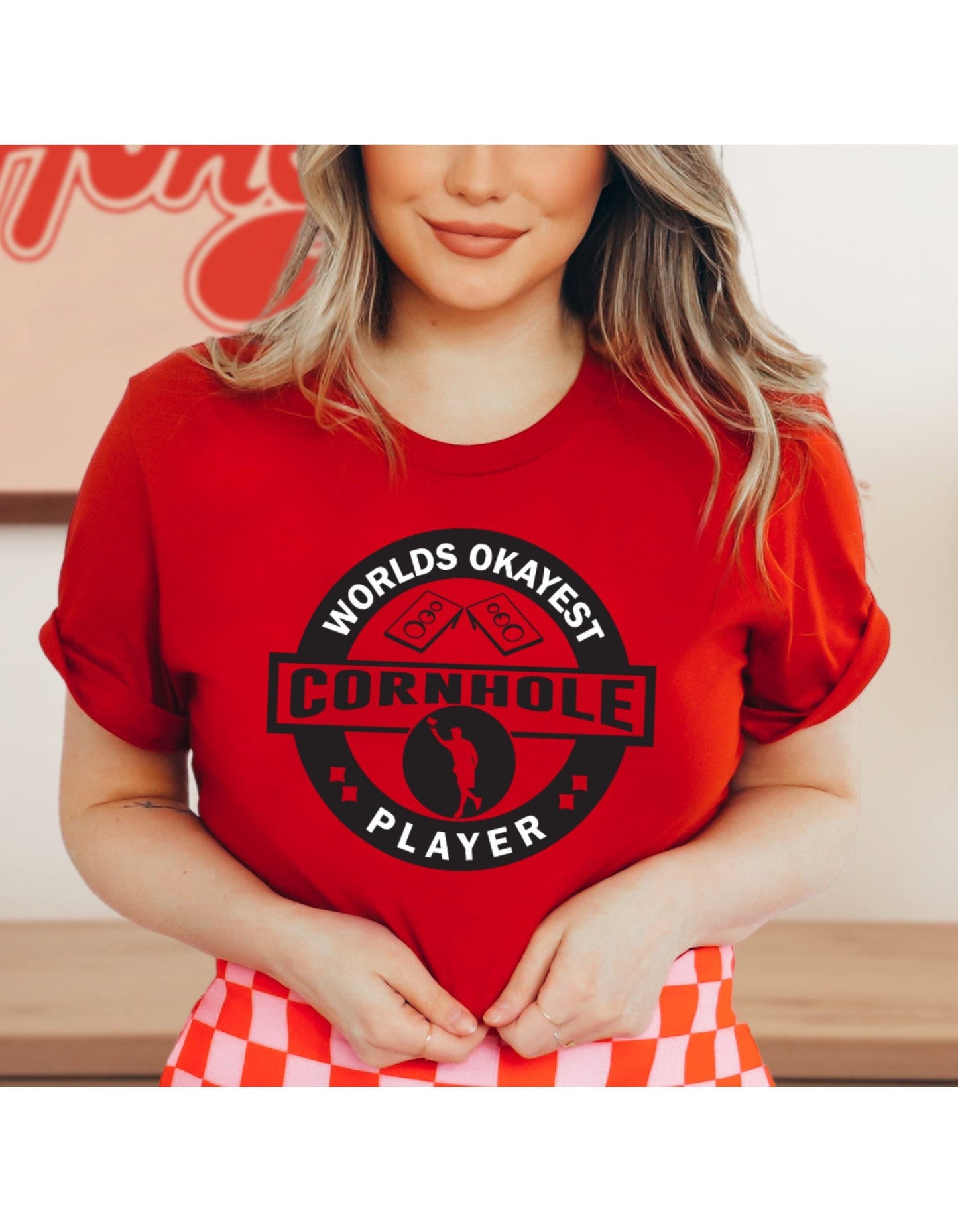 World's Okayest Cornhole Player Graphic T-Shirt