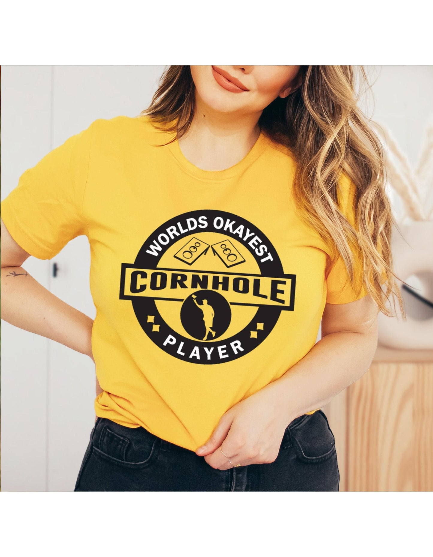 World's Okayest Cornhole Player Graphic T-Shirt