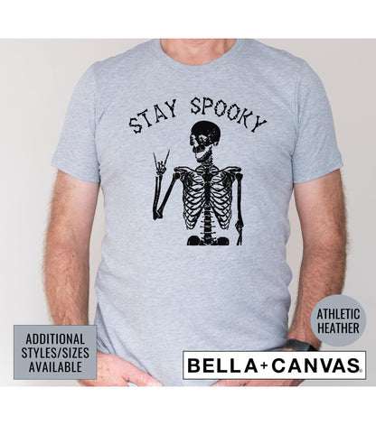 Stay Spooky Skeleton Peace Sign Halloween Graphic T-Shirt