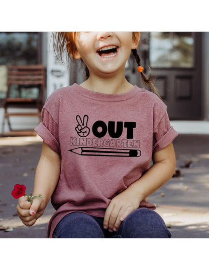 Peace Out Kindergarten Grade Graphic T-Shirt