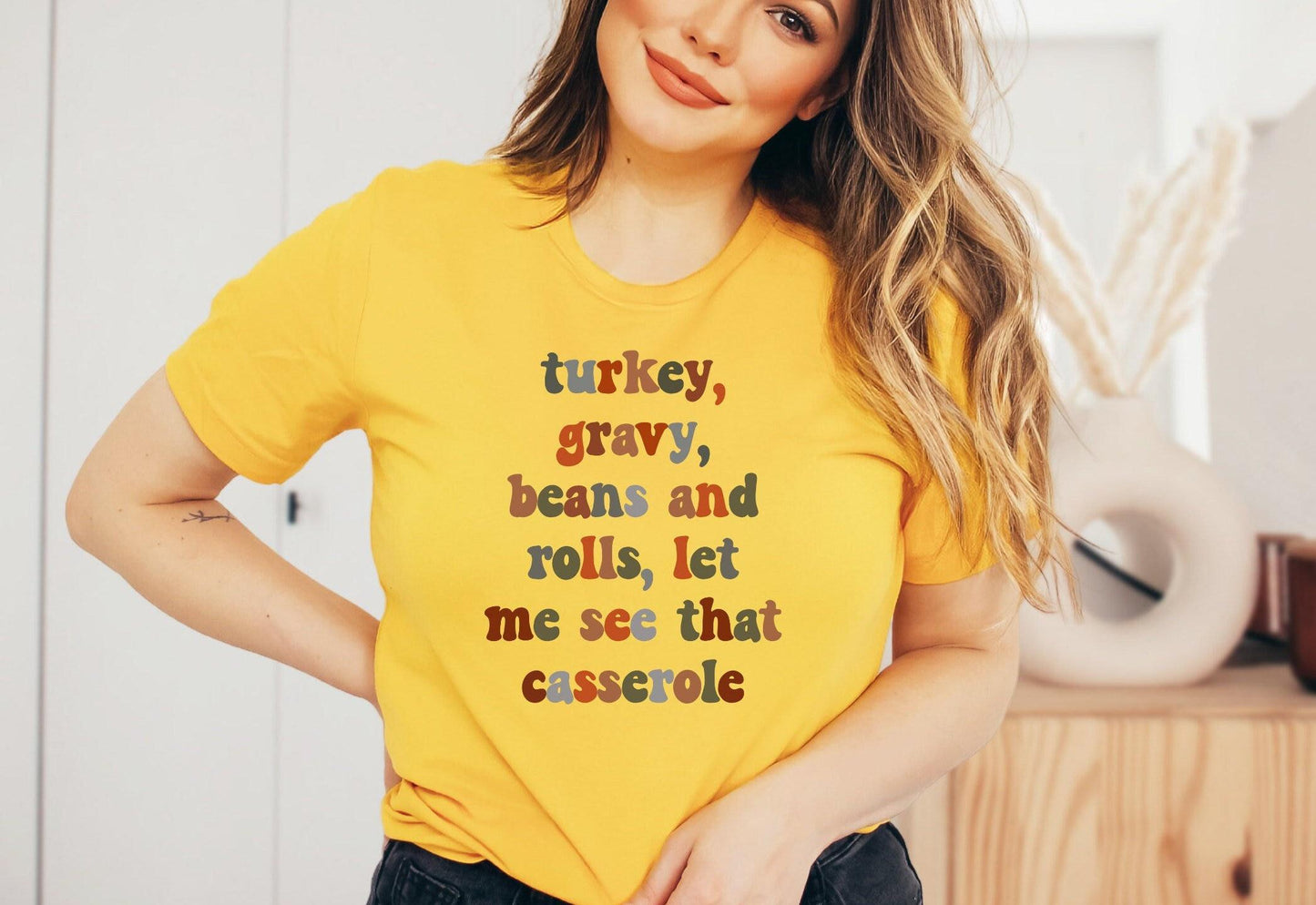 Turkey Gravy Beans And Rolls Let Me See That Casserole Graphic T-Shirt