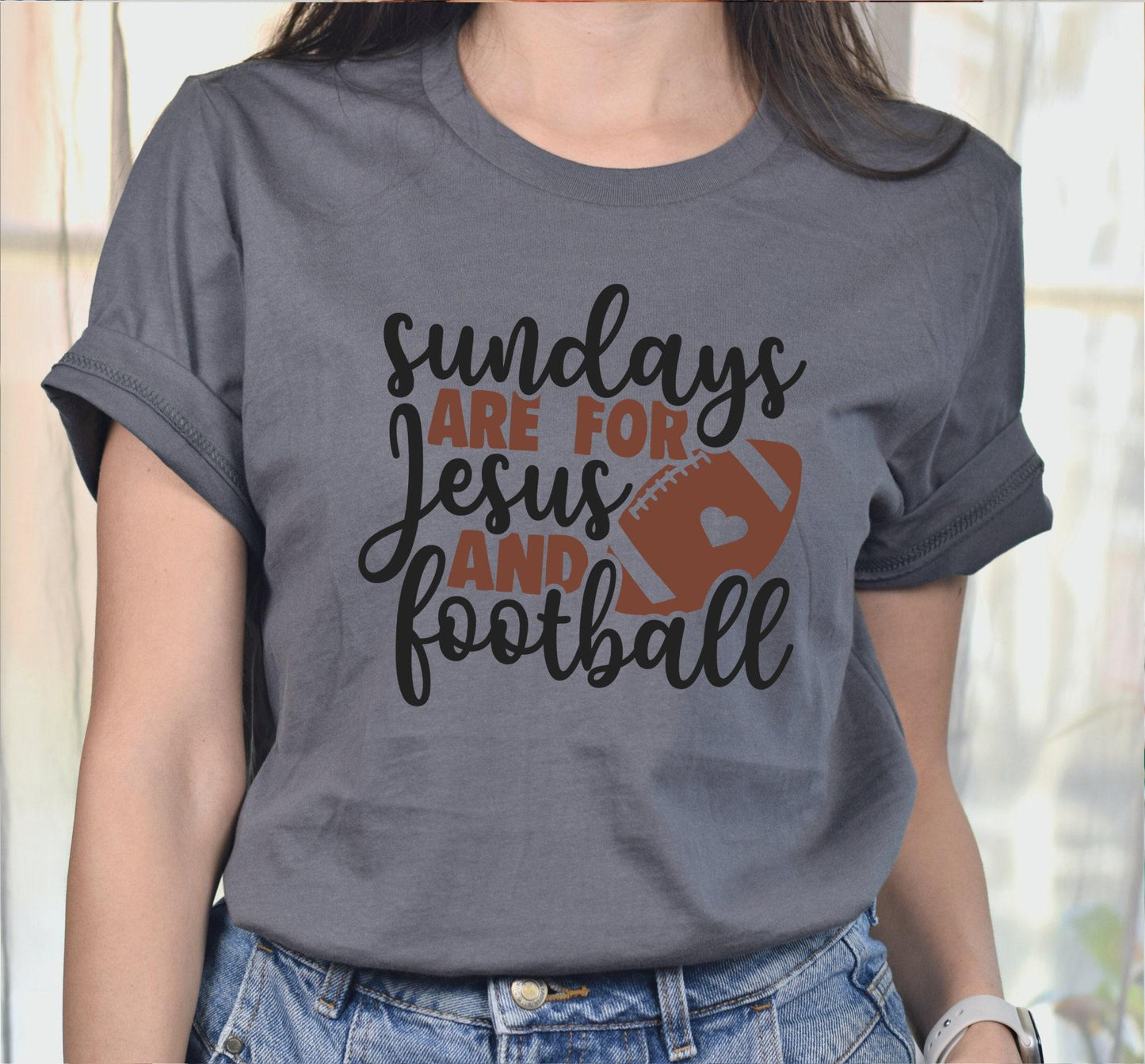 Sundays Are For Jesus And Football Graphic T-Shirt