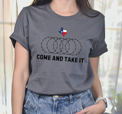 Texas Come And Take It Barbed Wire Political Graphic T-Shirt