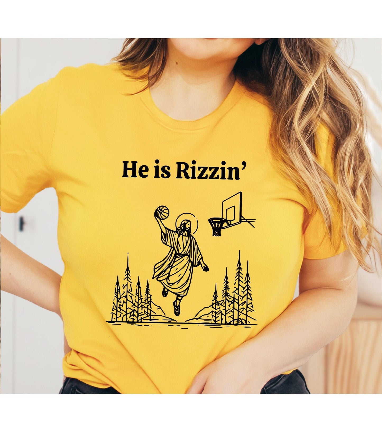 He Is Rizzin' Easter Graphic T-Shirt