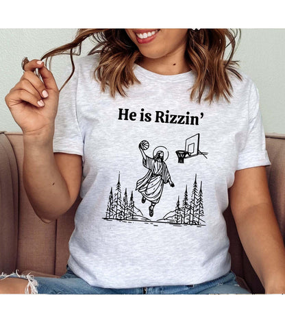 He Is Rizzin' Easter Graphic T-Shirt