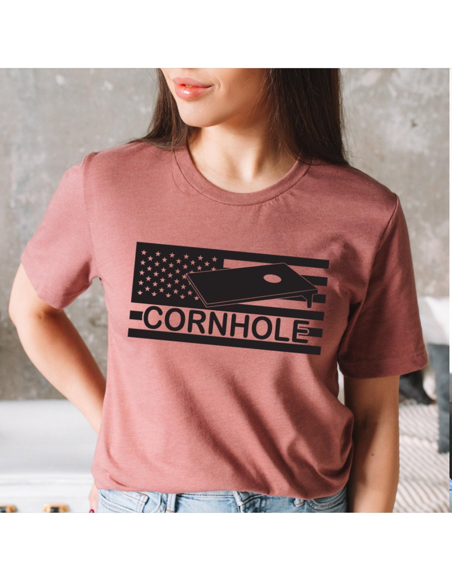 Cornhole American Flag Graphic T-Shirt