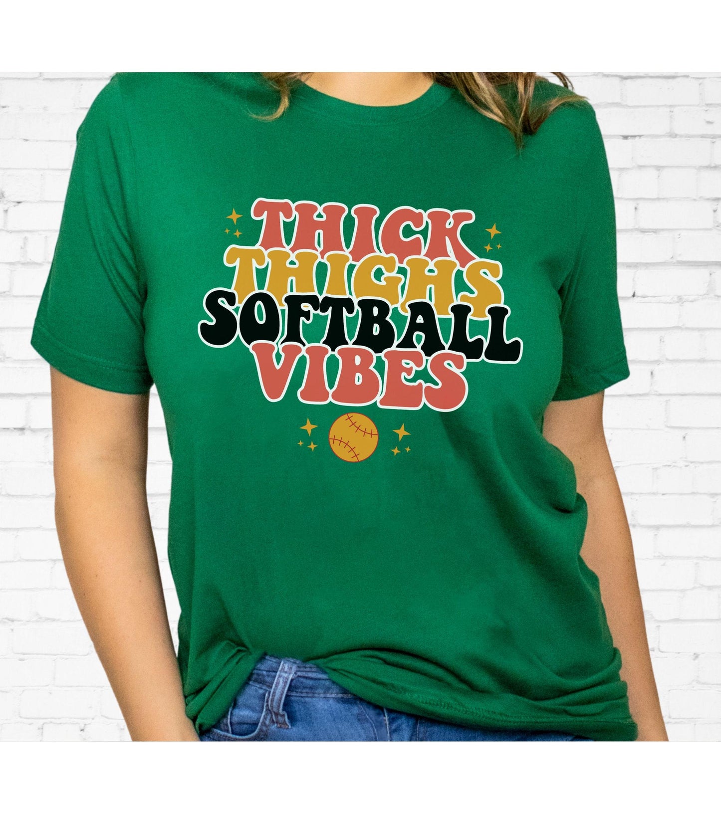 Thick Thighs Softball Vibes Graphic T-Shirt