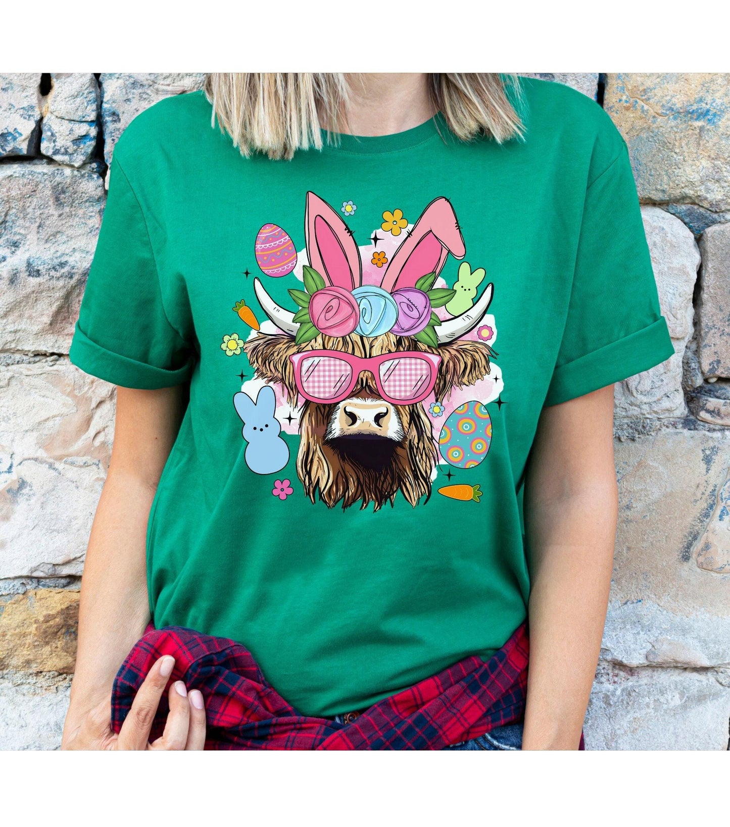 Easter Highland Cow Graphic T-Shirt