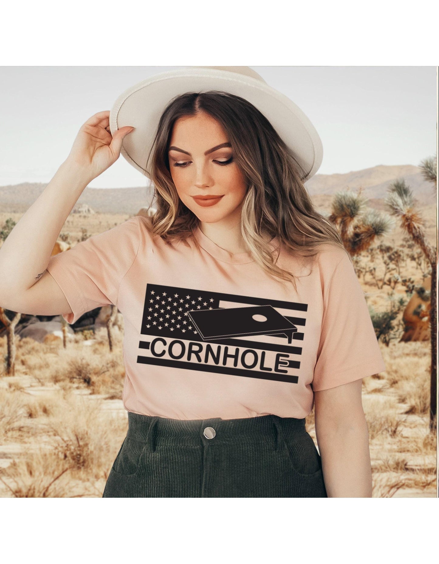 Cornhole American Flag Graphic T-Shirt