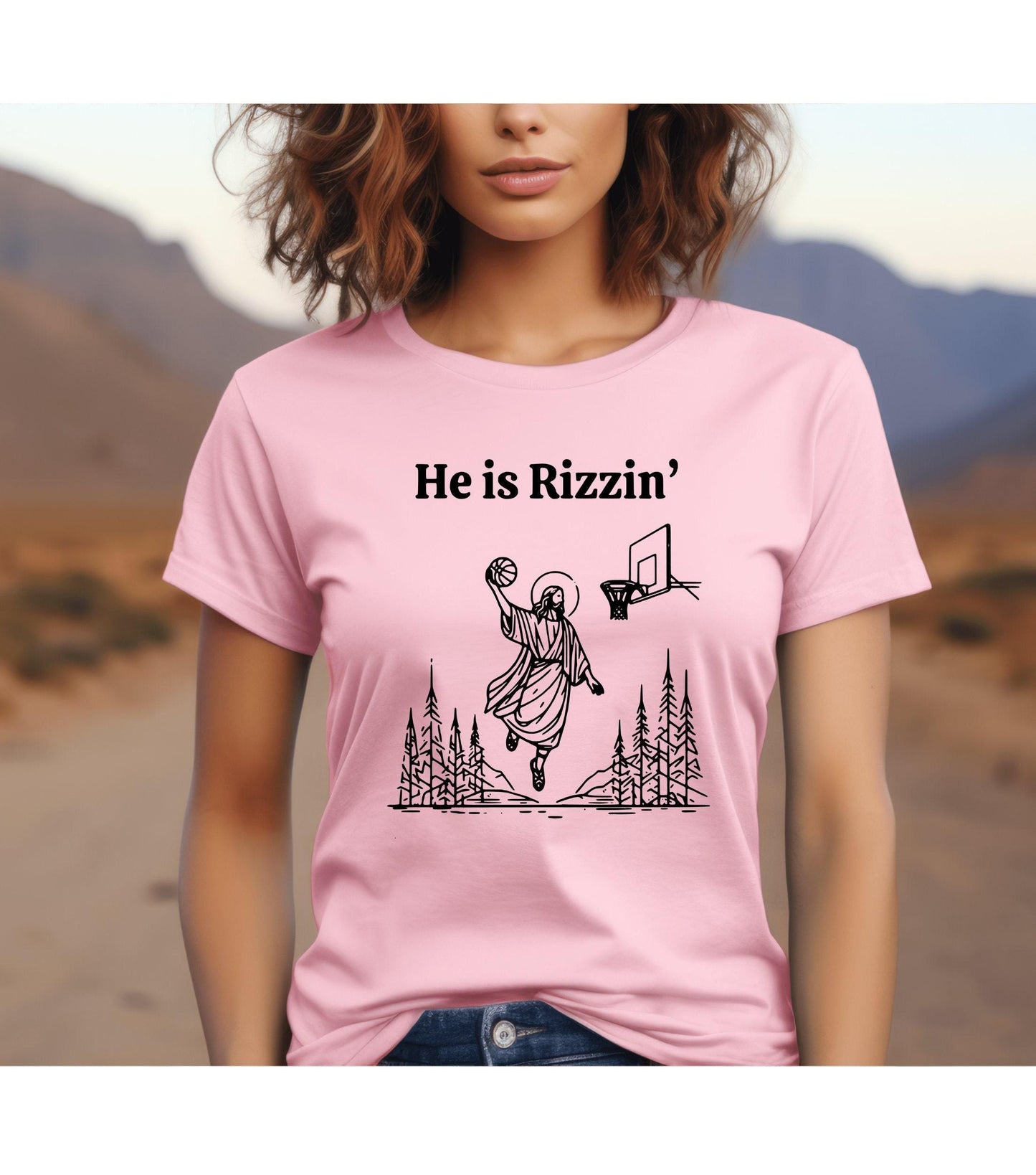 He Is Rizzin' Easter Graphic T-Shirt