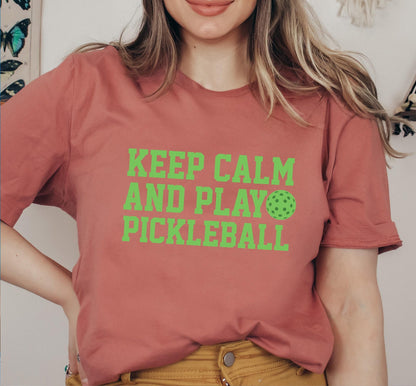 Keep Calm And Play Pickleball Graphic T-Shirt