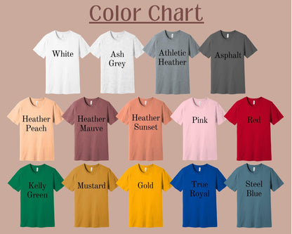 a group of t - shirts that say color chart