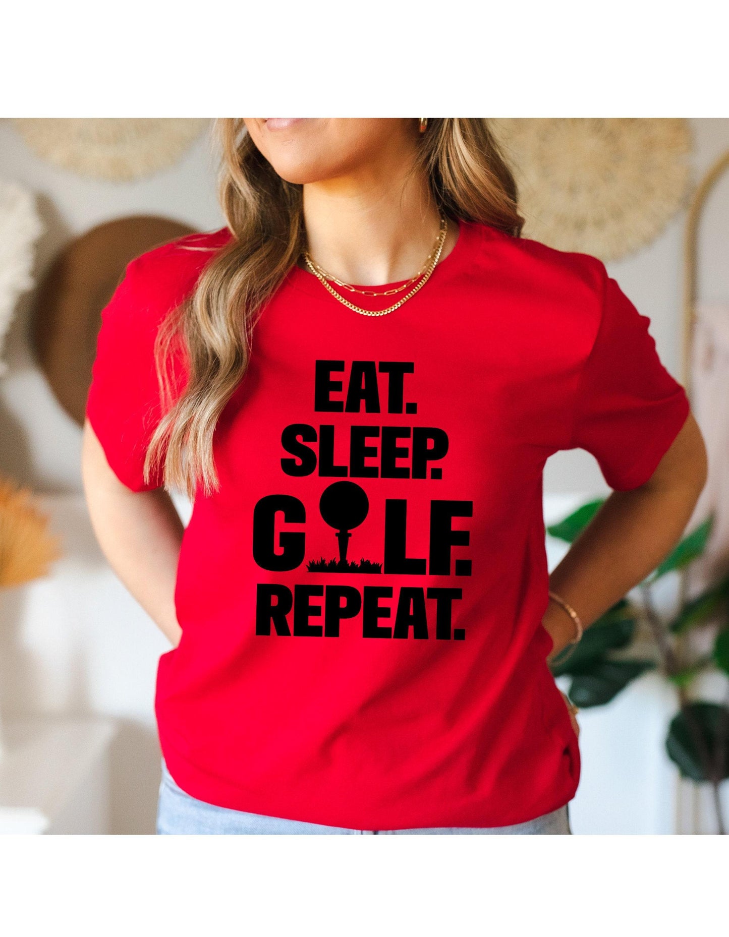 Eat Sleep Golf Repeat Golf Ball Graphic T-Shirt