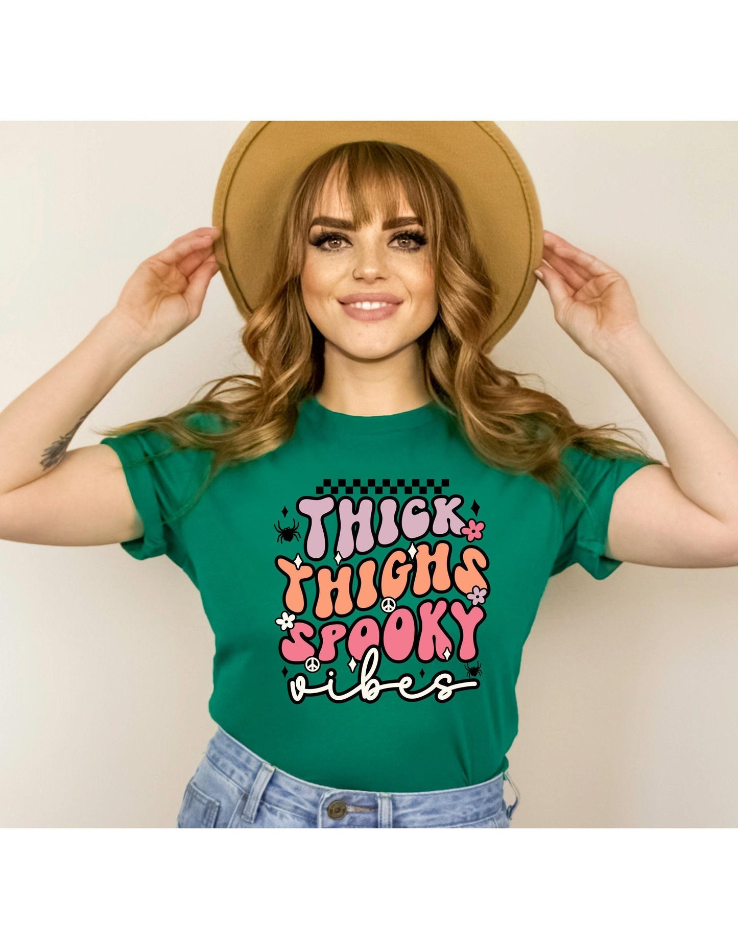 Thick Thighs Spooky Vibes Graphic T-Shirt