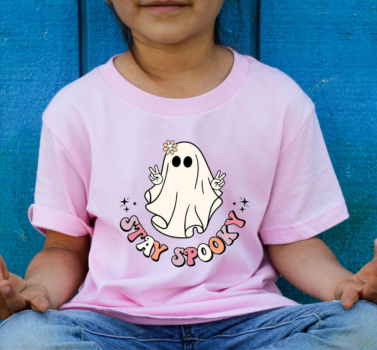 Stay Spooky Hippie Ghost Halloween Graphic T-Shirt