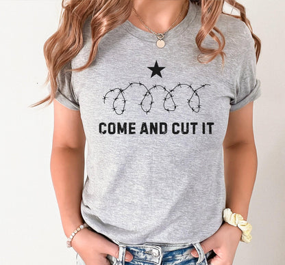 Come And Cut It Barbed Wire Political Graphic T-Shirt