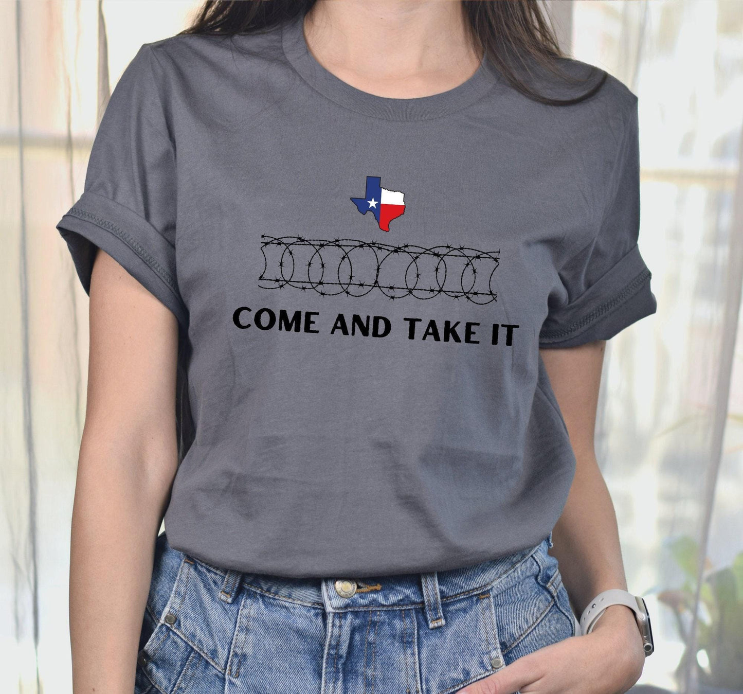 Come And Take It Barbed Wire Razor Patriotic Graphic T-Shirt