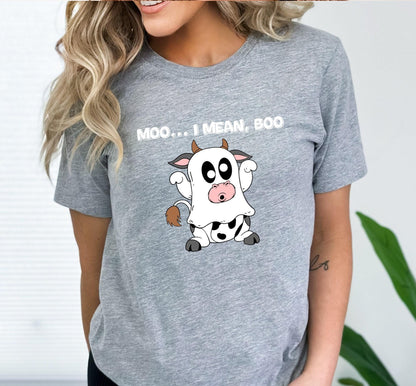 Moo I Mean Boo Cow Graphic T-Shirt