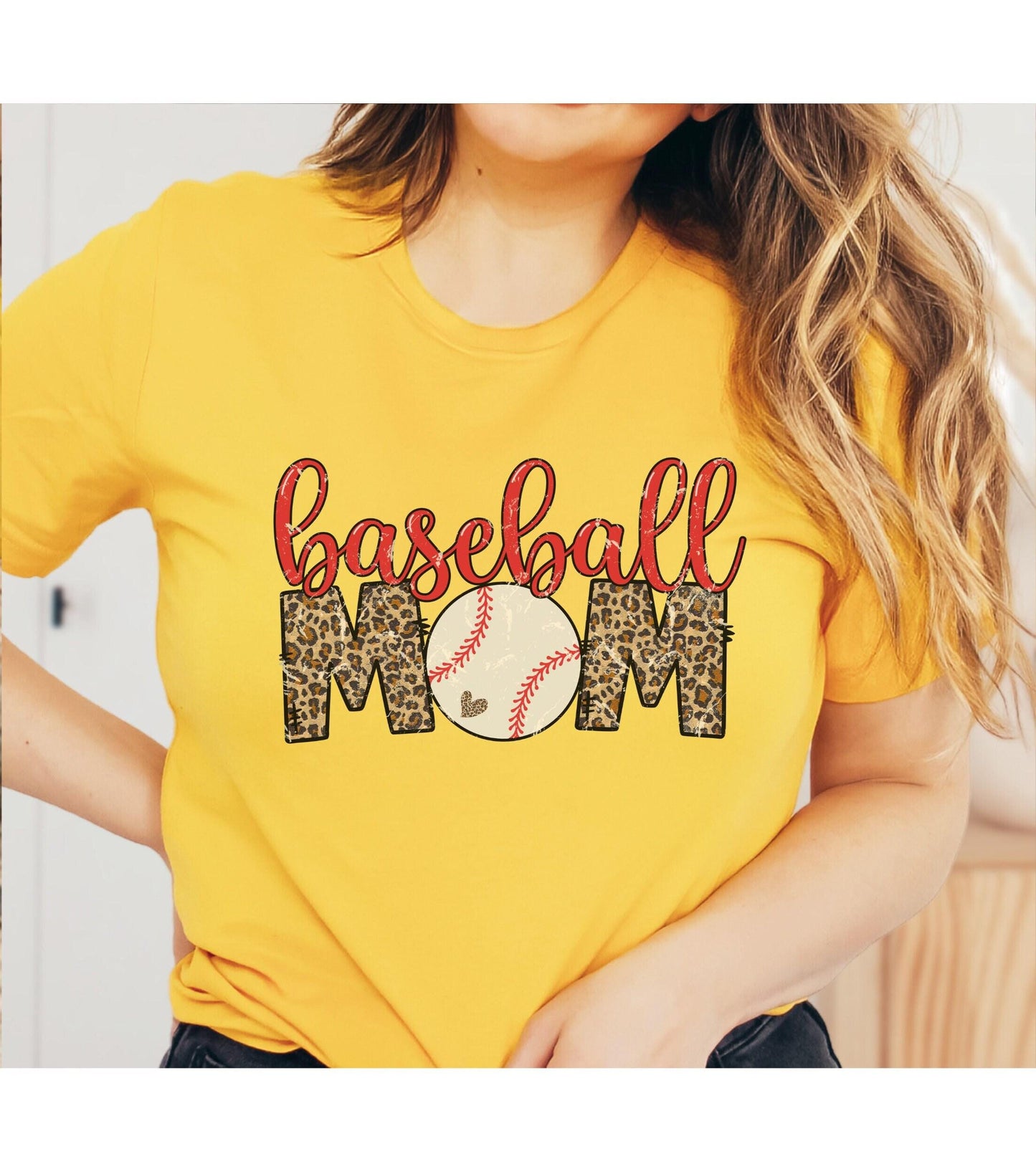 Baseball Mom Leopard Print Women's Graphic T-Shirt