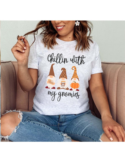Fall Chillin With My Gnomies Graphic T-Shirt