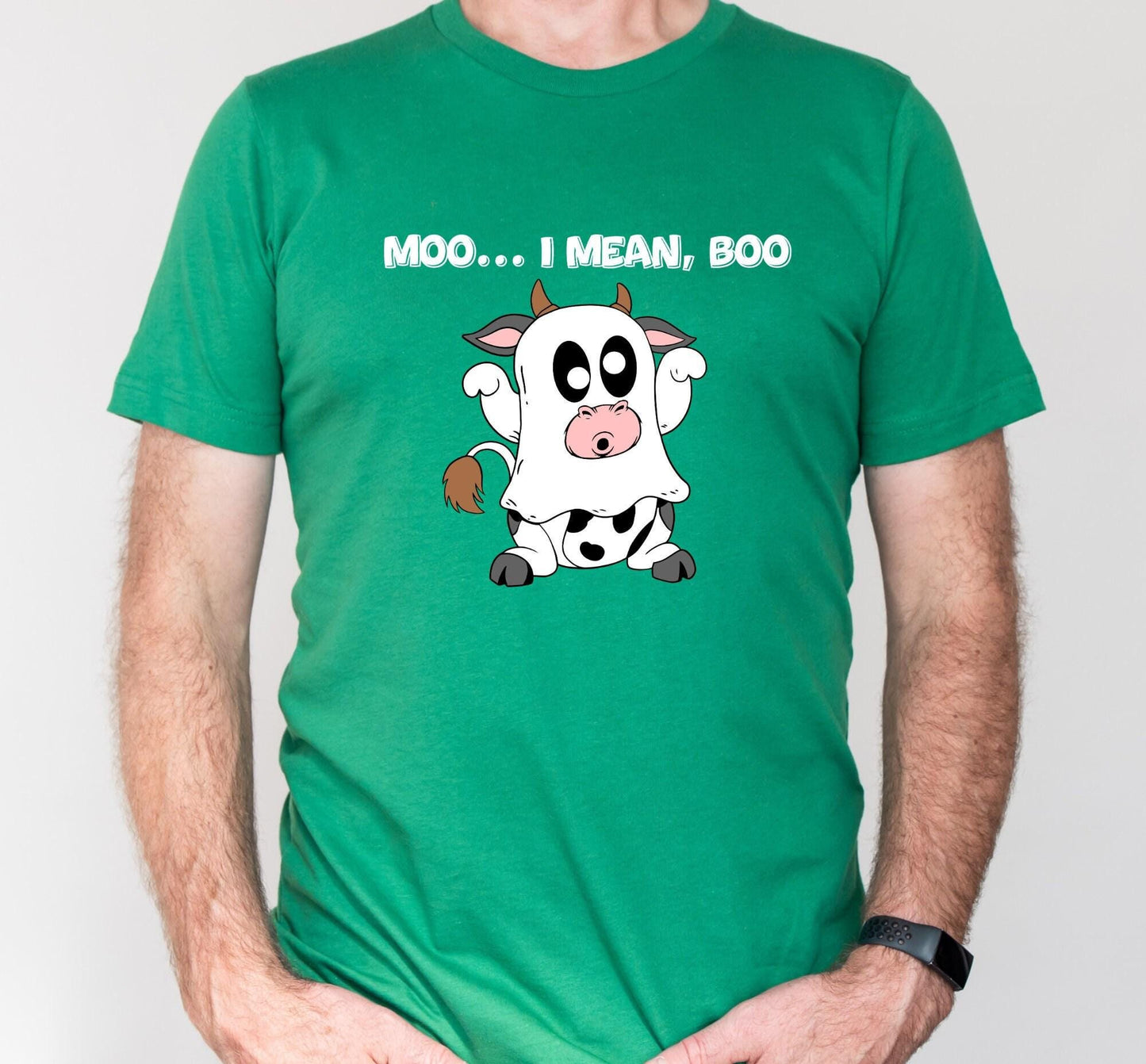 Moo I Mean Boo Cow Graphic T-Shirt