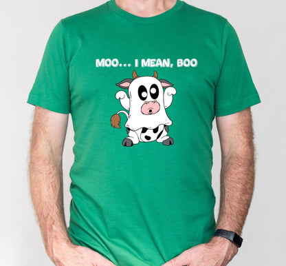 Moo I Mean Boo Cow Graphic T-Shirt