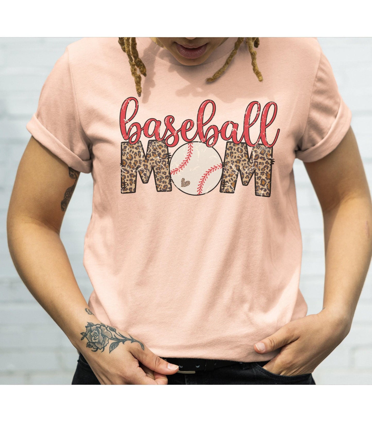 Baseball Mom Leopard Print Women's Graphic T-Shirt