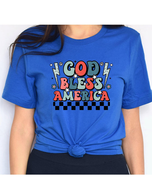 God Bless America Rock And Roll July 4th Graphic T-Shirt