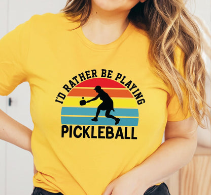I'd Rather Be Playing Pickleball Retro Graphic T-Shirt