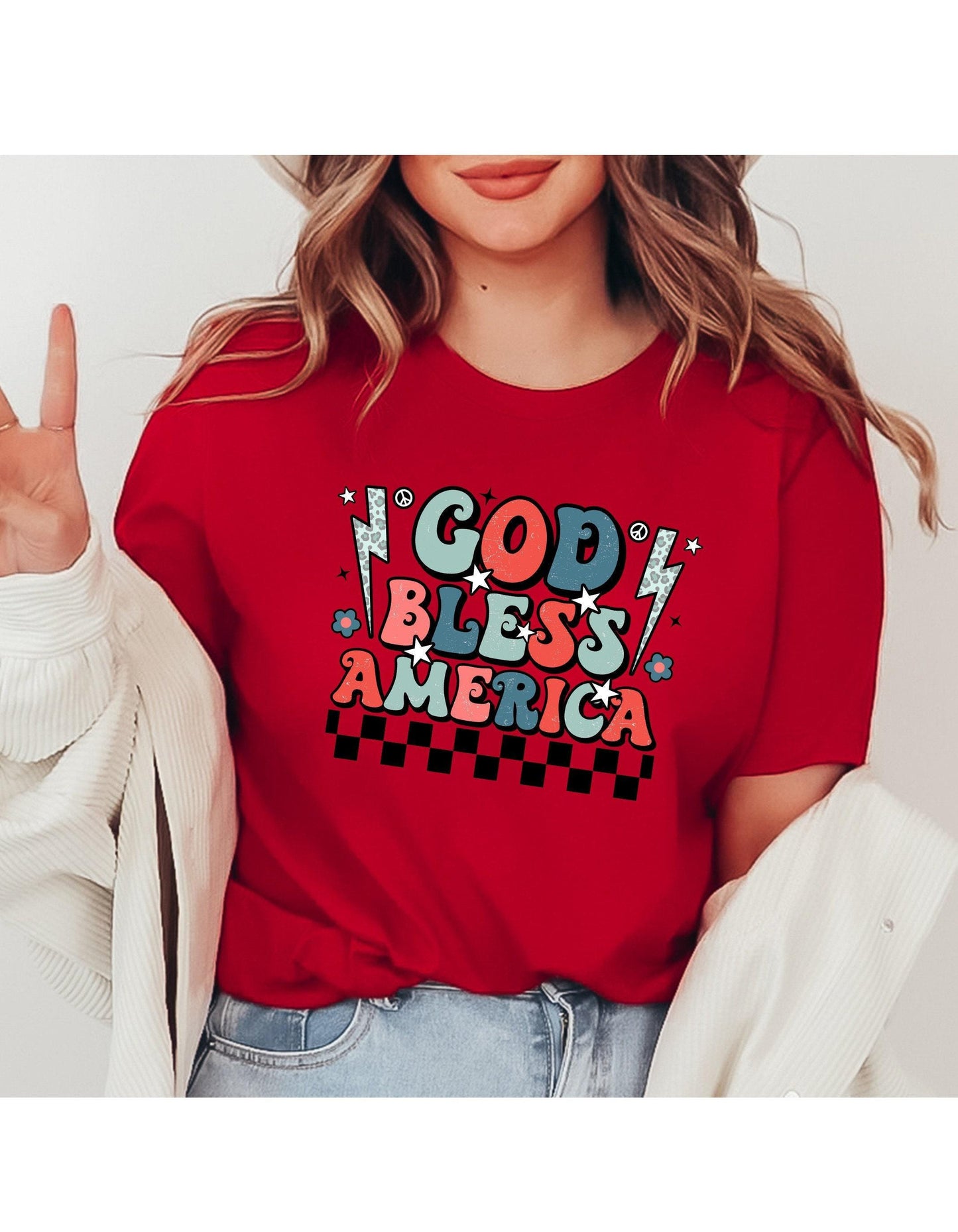 God Bless America Rock And Roll July 4th Graphic T-Shirt