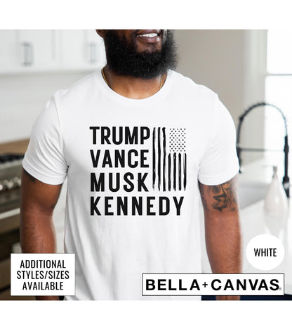 Trump Vance Musk Kennedy American Flag Graphic T-Shirt