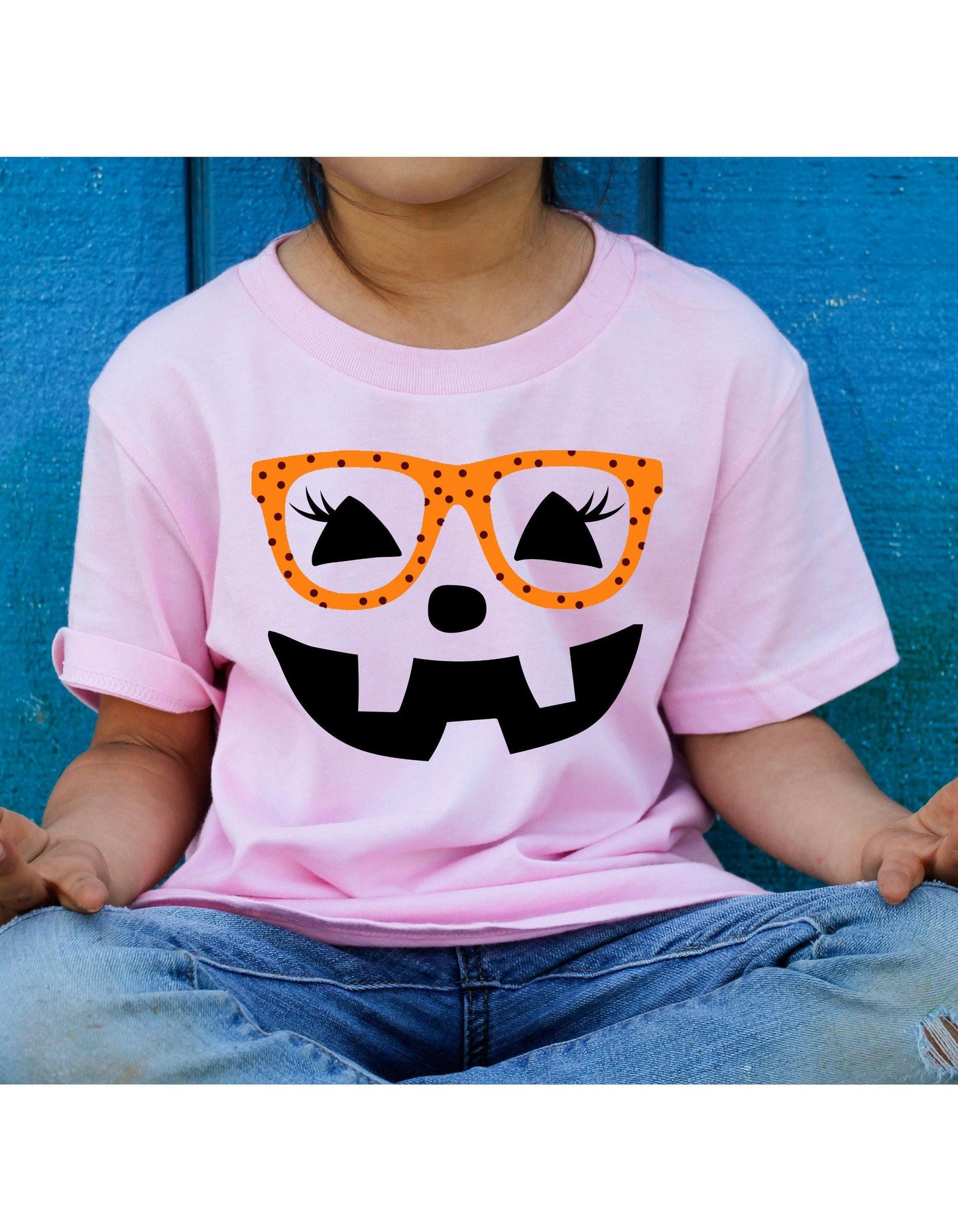 Cute Pumpkin Face Eyelashes And Glasses Women's Graphic T-Shirt