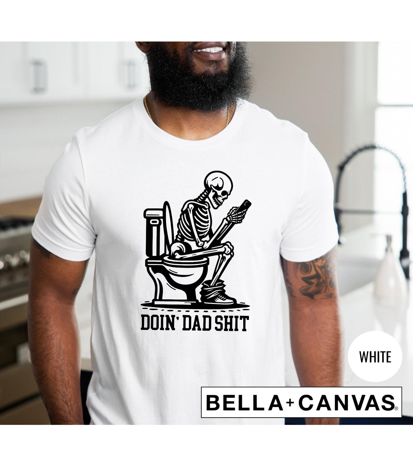 Doin' Dad Shit Skeleton On Toilet Men's Graphic T-Shirt