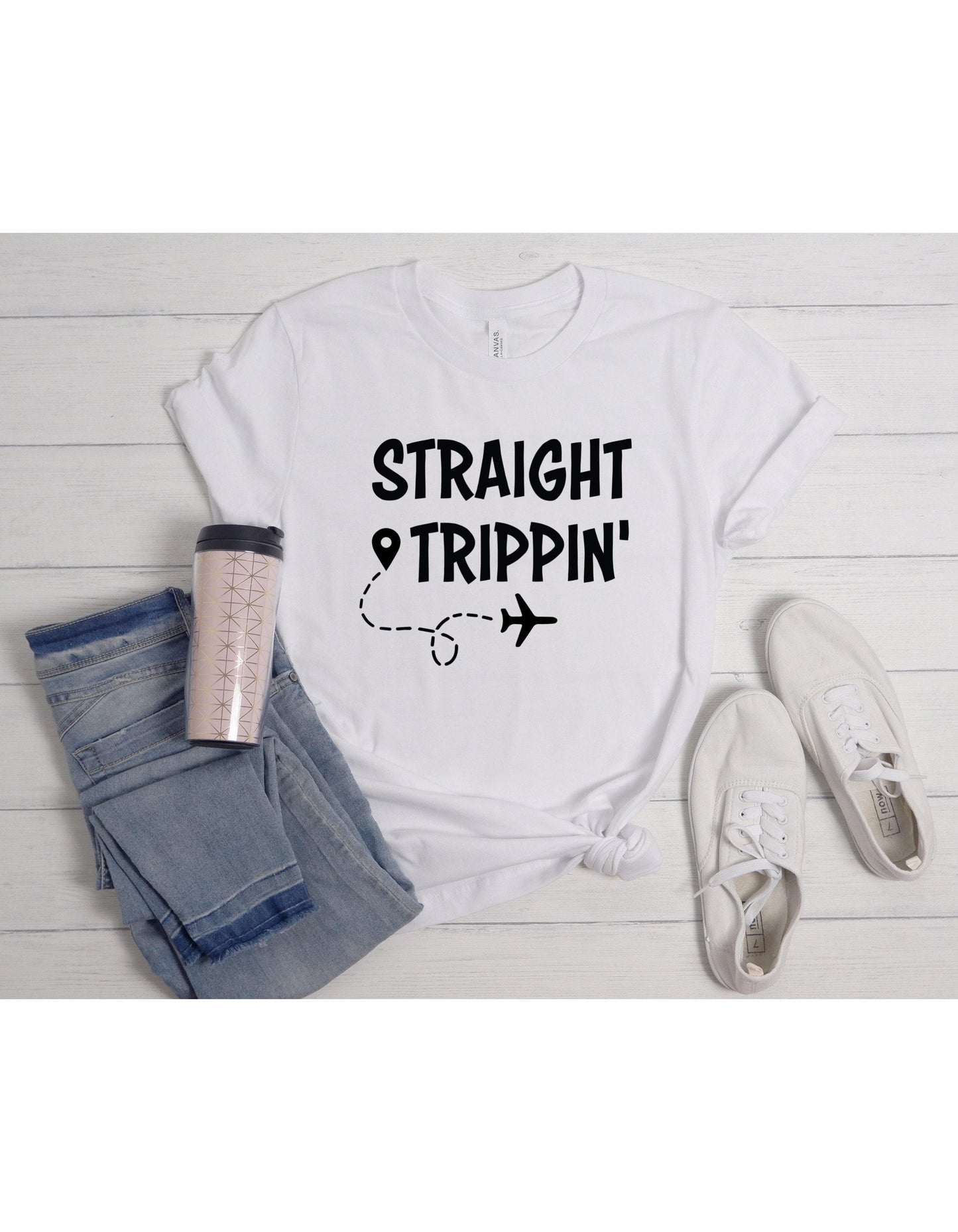 Straight Trippin Vacation Travel Graphic T-Shirt