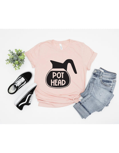 Pot Head Funny Coffee Lover Graphic T-Shirt