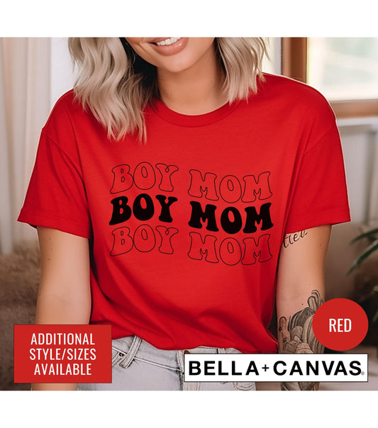 Boy Mom Wavy Stacked Text Women's Graphic T-Shirt