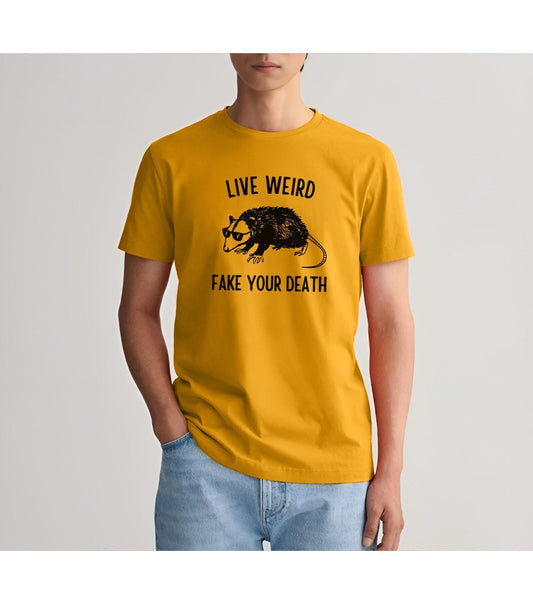 Live Weird Fake Your Death Possum Graphic T-Shirt