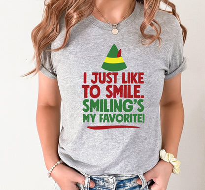 I Just Like To Smile Smiling Is My Favorite Buddy The Elf Graphic T-Shirt