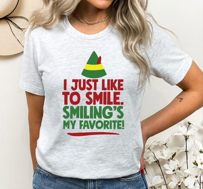 I Just Like To Smile Smiling Is My Favorite Buddy The Elf Graphic T-Shirt