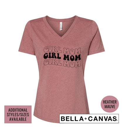 Girl Mom Wavy Stacked Text Graphic T-Shirt