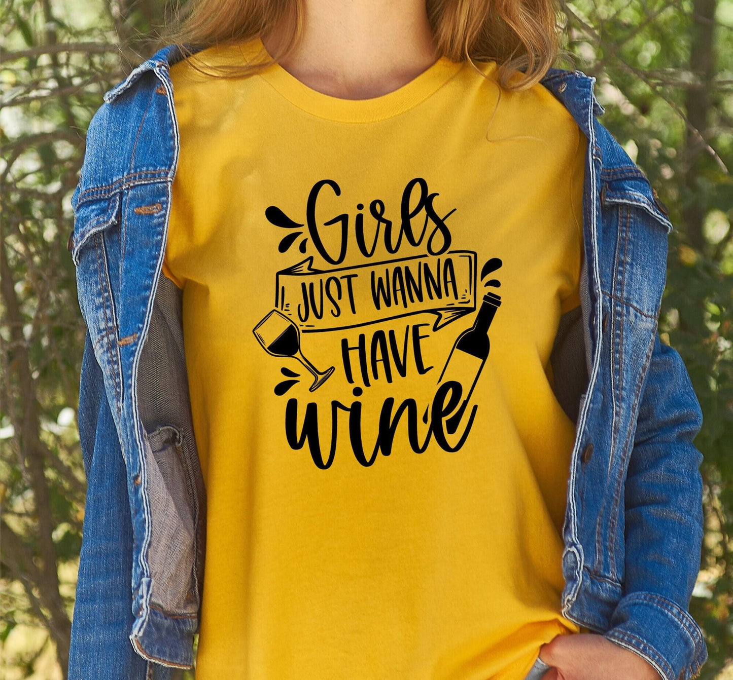 Girls Just Wanna Have Wine Women's Graphic T-Shirt