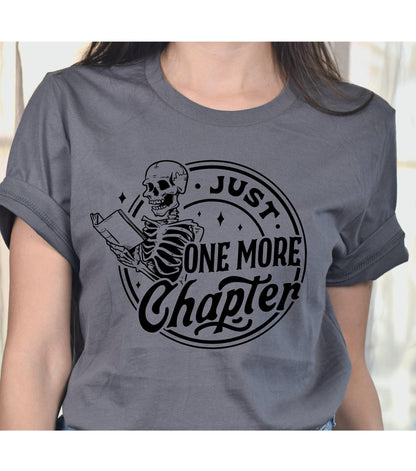 Just One More Chapter Skeleton Book Lover Women's Graphic T-Shirt