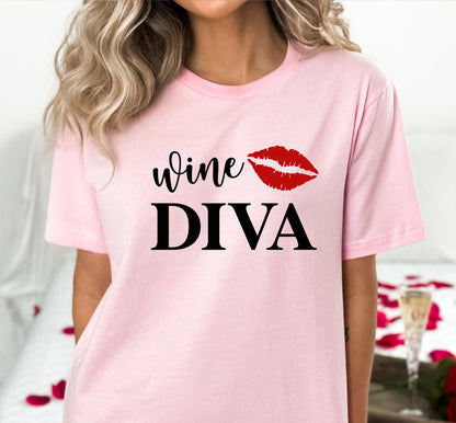 Wine Diva Red Lips Women's Graphic T-Shirt