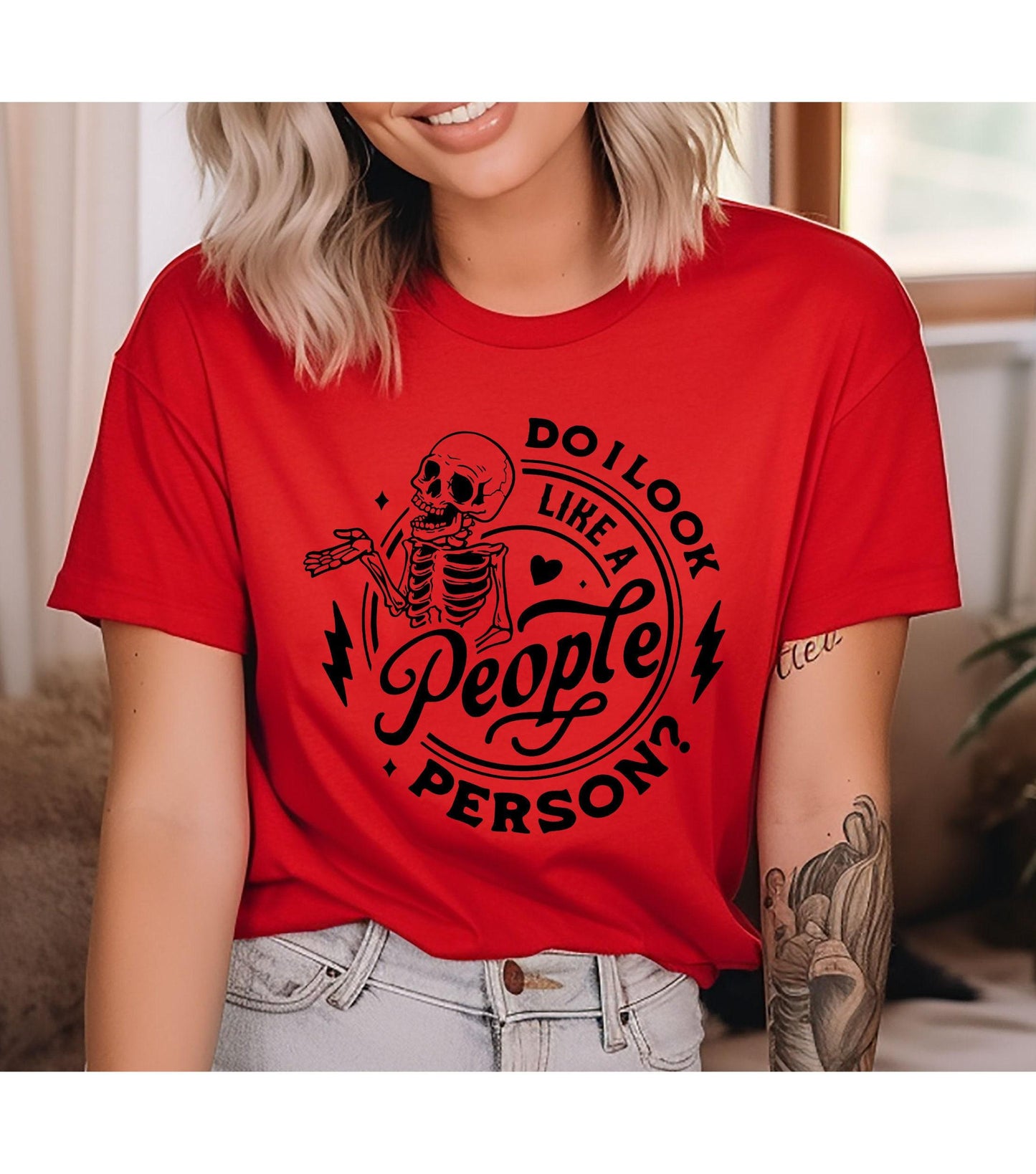 Do I Look Like A People Person Snarky Skeleton Women's Graphic T-Shirt