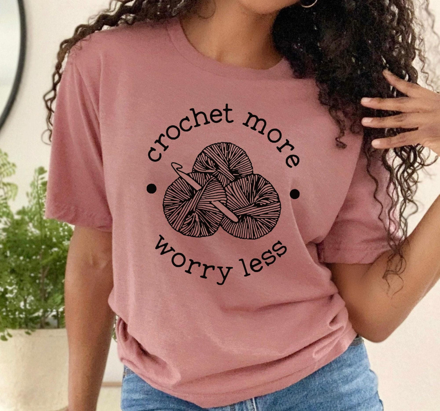 Crochet More Worry Less Graphic T-Shirt