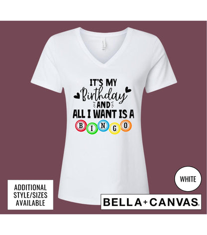 It's My Birthday And All I Want Is Bingo Women's Graphic T-Shirt