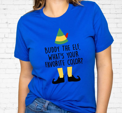 Buddy The Elf What's Your Favorite Color Graphic T-Shirt