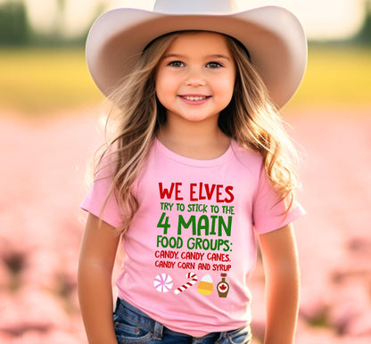 We Elves Stick To The 4 Main Food Groups Graphic T-Shirt