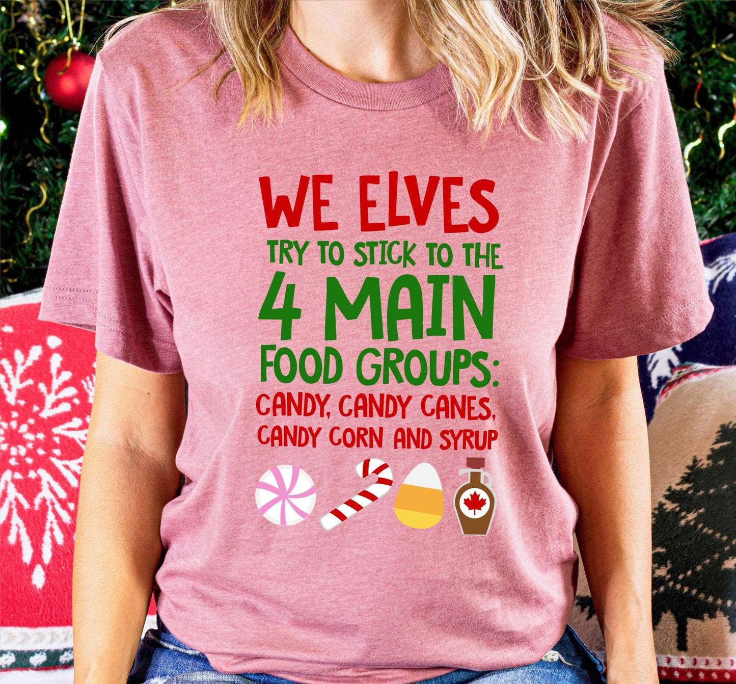 We Elves Stick To The 4 Main Food Groups Graphic T-Shirt