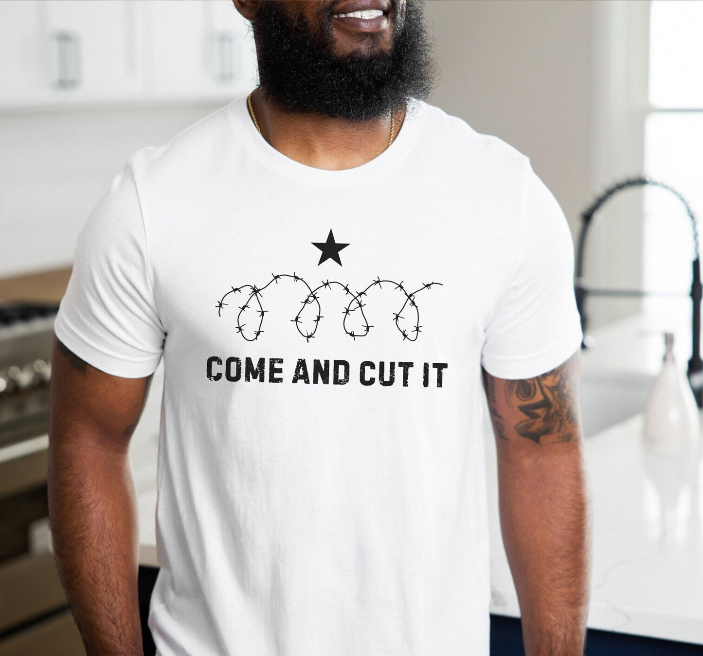 Come And Cut It Barbed Wire Political Graphic T-Shirt